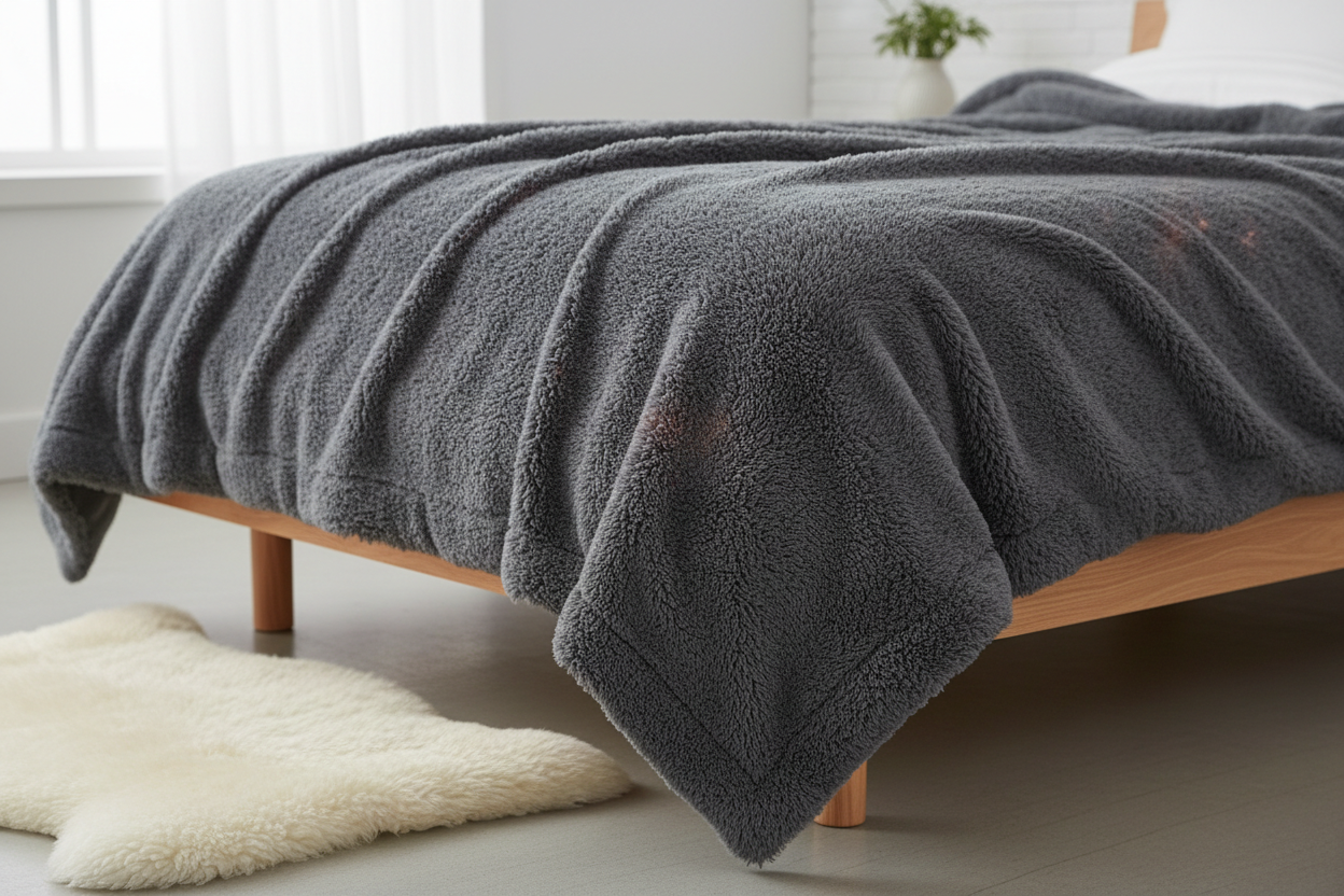 heated blanket gray and fuzzy